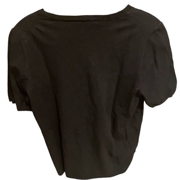 Ann Taylor Black Scoop Neck Fitted Ribbed Knit‎ Short Sleeve Top Size Medium - Picture 1 of 6